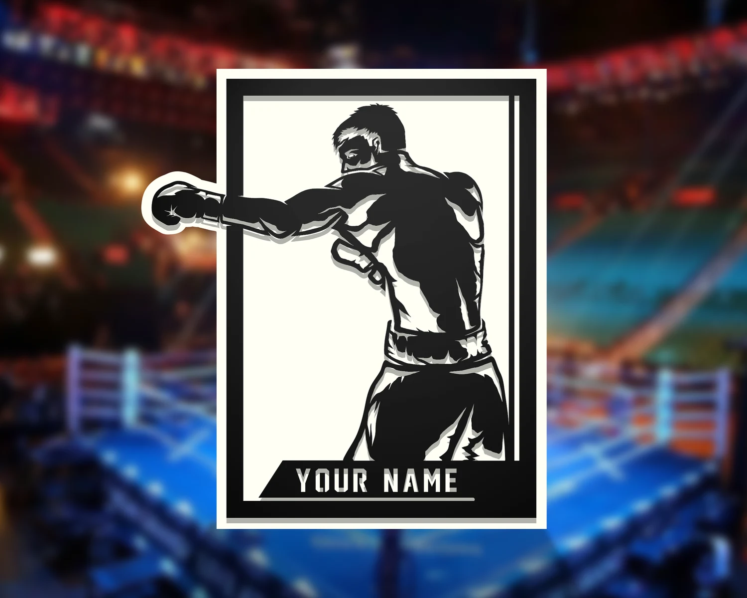 Personalized boxing athlete display. Supplier finished product render.