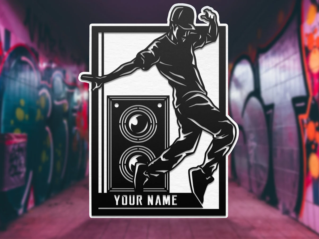 Personalized street dancer display. Supplier finished product render.