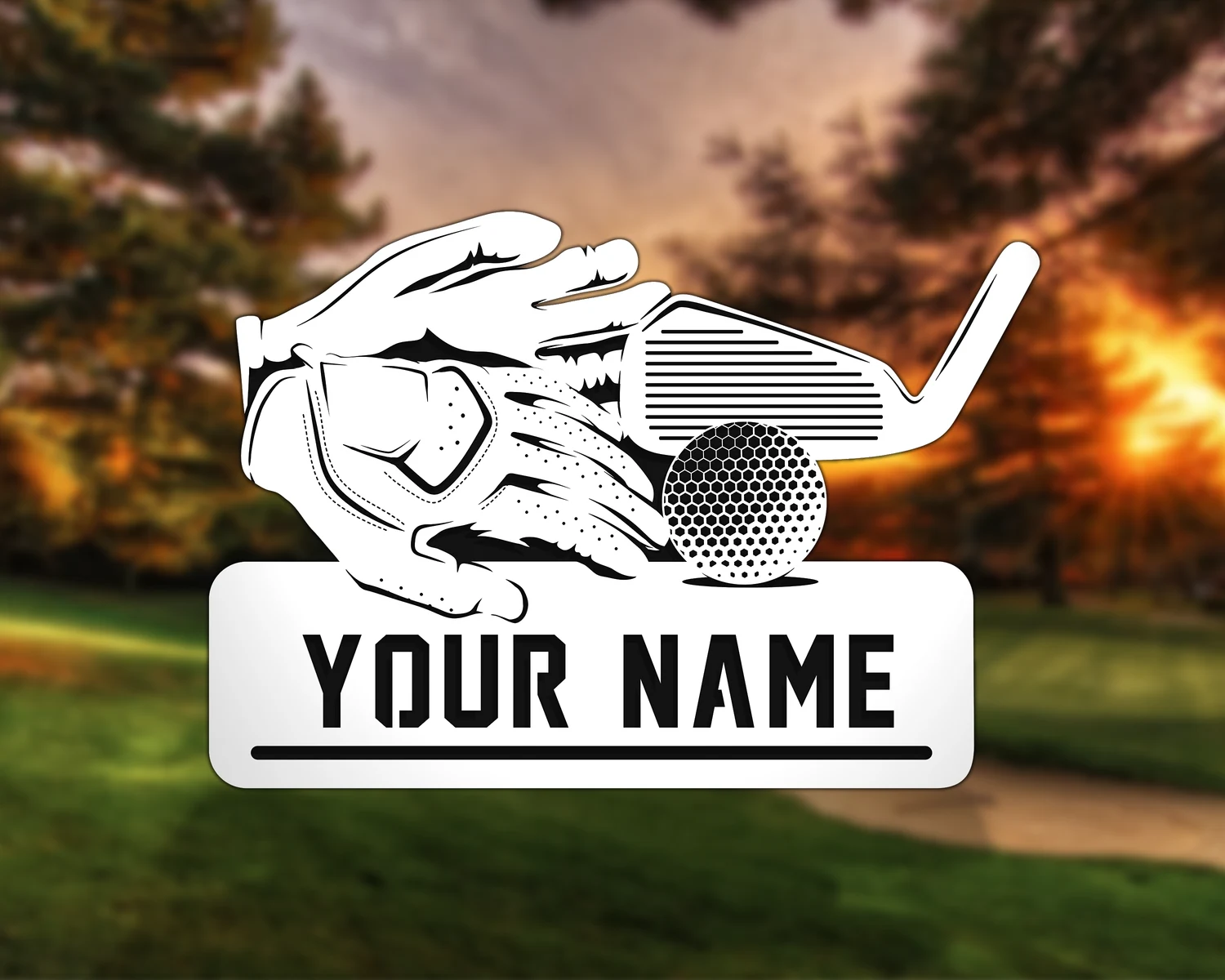 Personalized golf equipment display. Supplier finished product render.