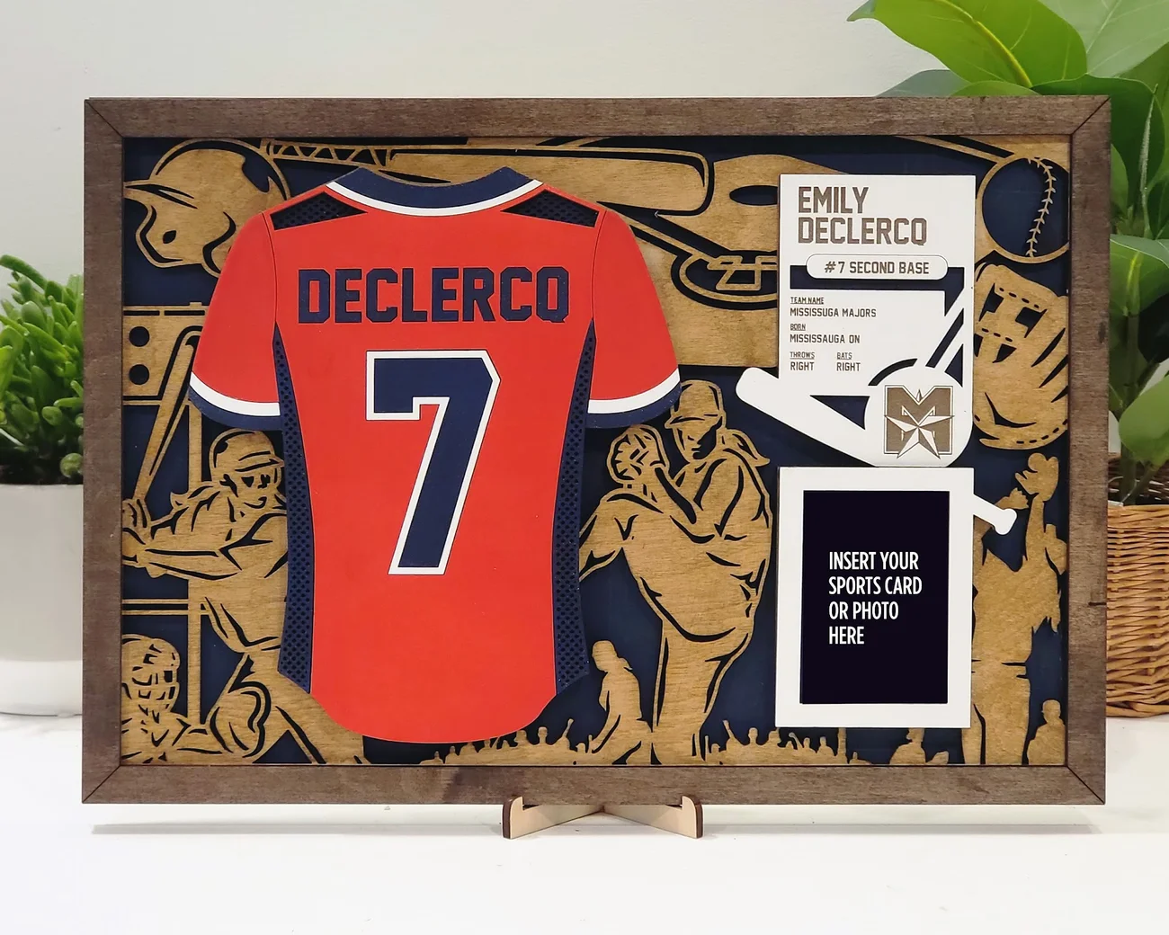 Supplier sample of a layered baseball jersey display
