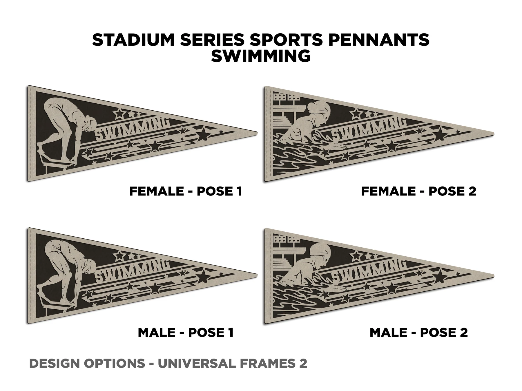 Stars swimming pennant, pose 1. Supplier finished product render.